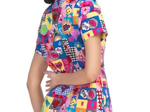 koi French Bull Lulu Women's Print Scrub Top (Meditoons) with Shanelle Women's Jogger Scrub Pants-F100PR-MDN F700 - Image 2